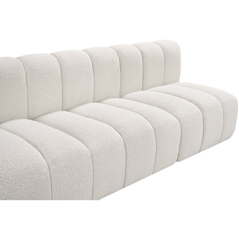 Hrach Upholstered Sectional Reversible, Cream Boucle Fabric