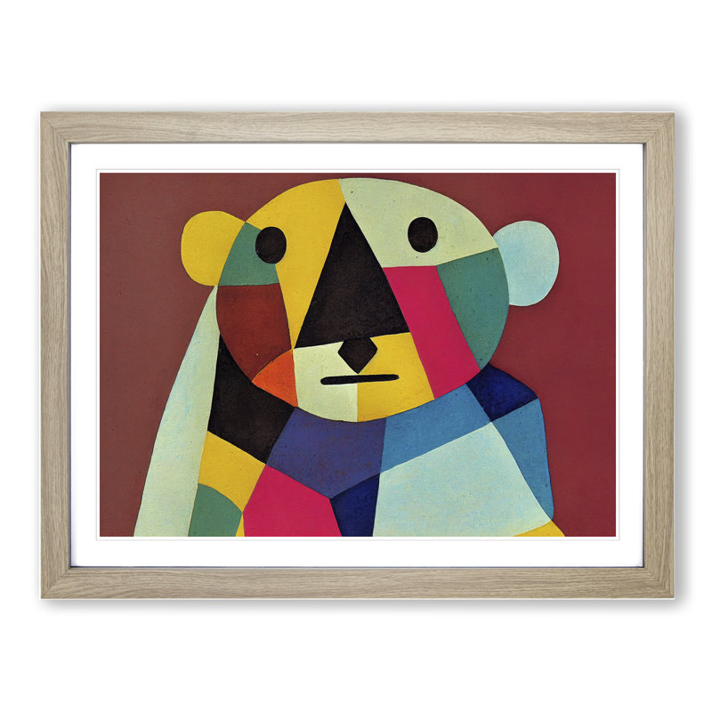 Abstract Koala Bear - Framed Print, 25cm H x 34cm W x 2cm D, Oak