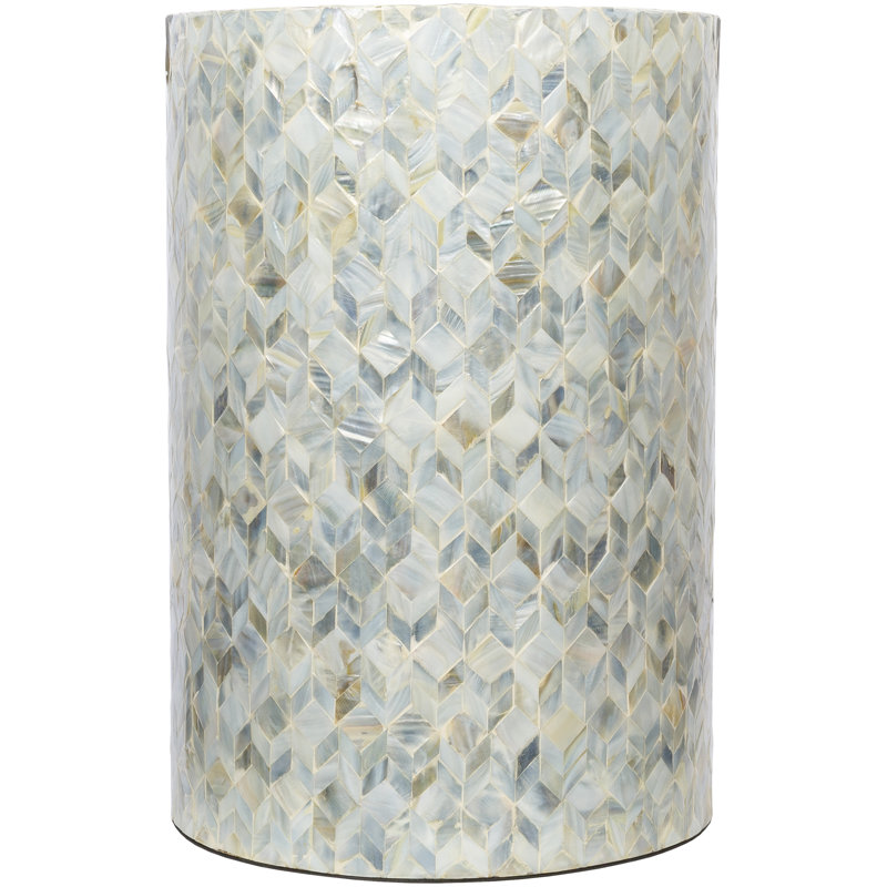 Ilhana Global End Table, White/Gray/Gold