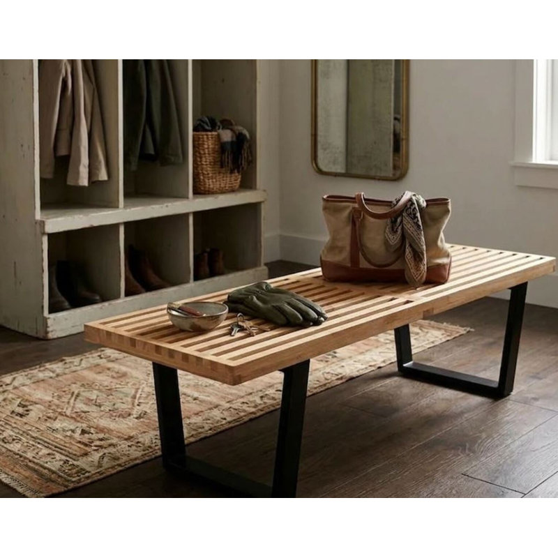 Catherina Solid Wood Bench, H 14,5 po x l 60 po x P 18,5 po, Natural