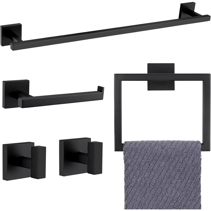 4 - Piece Bathroom Hardware Set, Matte Black