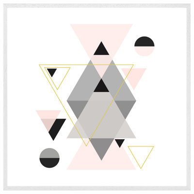 Forbes Pink & Grey Geometric Triangles 1 Piece Single Picture Frame Wall Art
