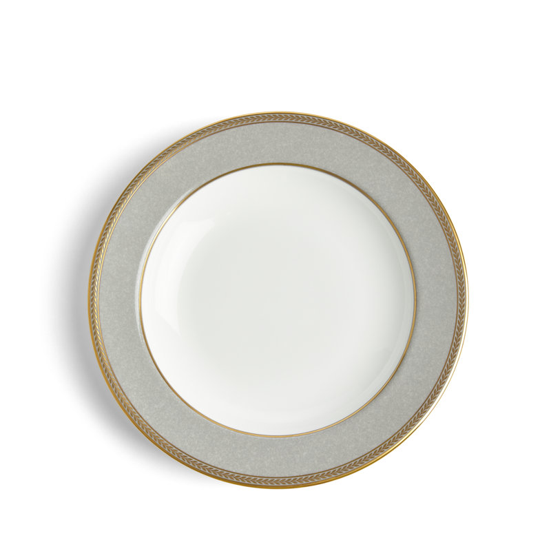 Renaissance Grey Ceramic Soup Bowl with Gold Detailing