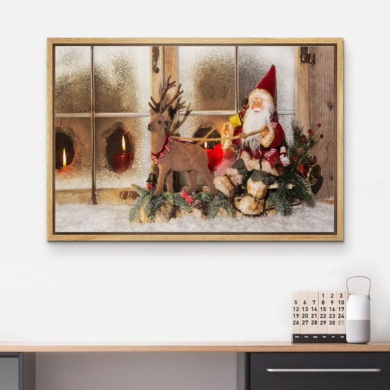 Célébration de Noël, impression, H 16 po x l 24 po, Cadre naturel flottant