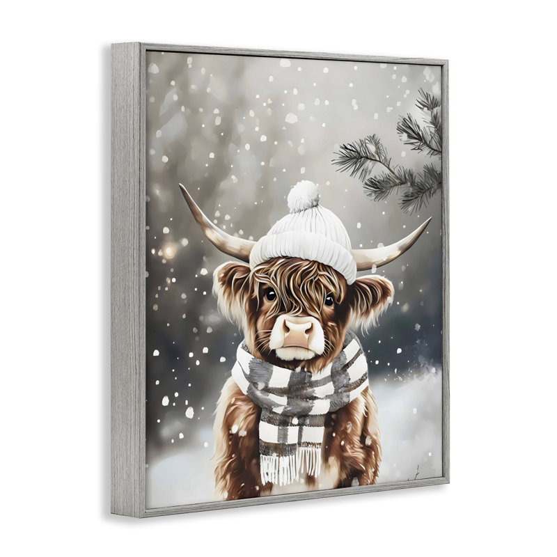 Cozy Winter Highland Calf, estampe numérique, design par Arlington Prints, H 20 po x l 16 po, Estampe numérique Farmhouse