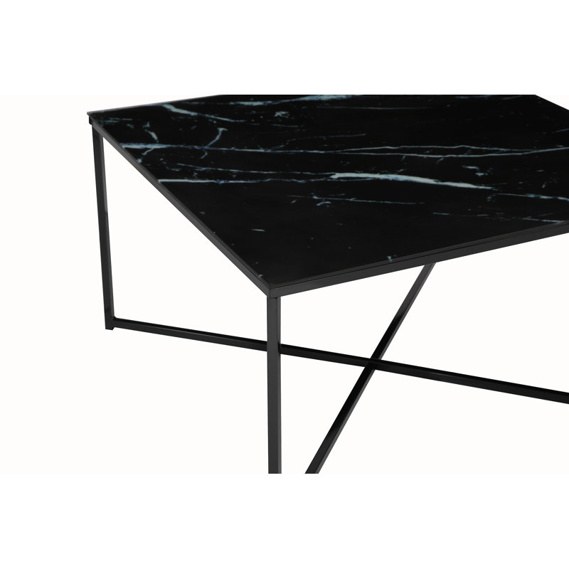 Aines Cross Legs Coffee Table, Black, Black