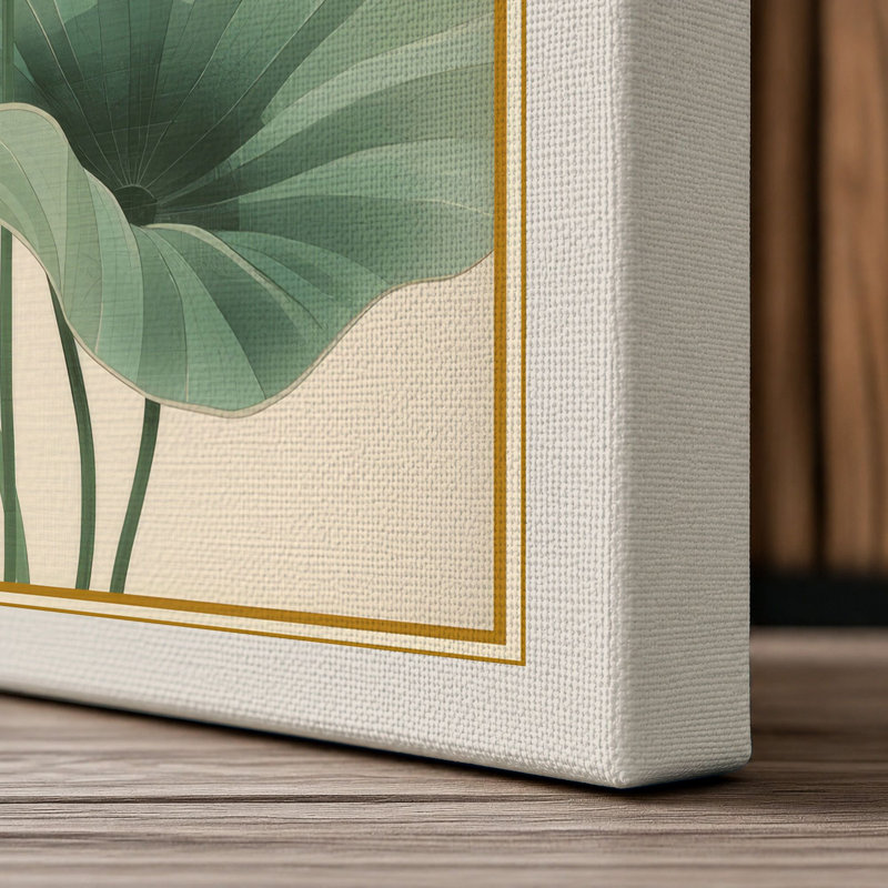 Lotus Blossoms Botanical - Wrapped Canvas, 18x12 - 45.7 x 30.5 cm, Cream Border