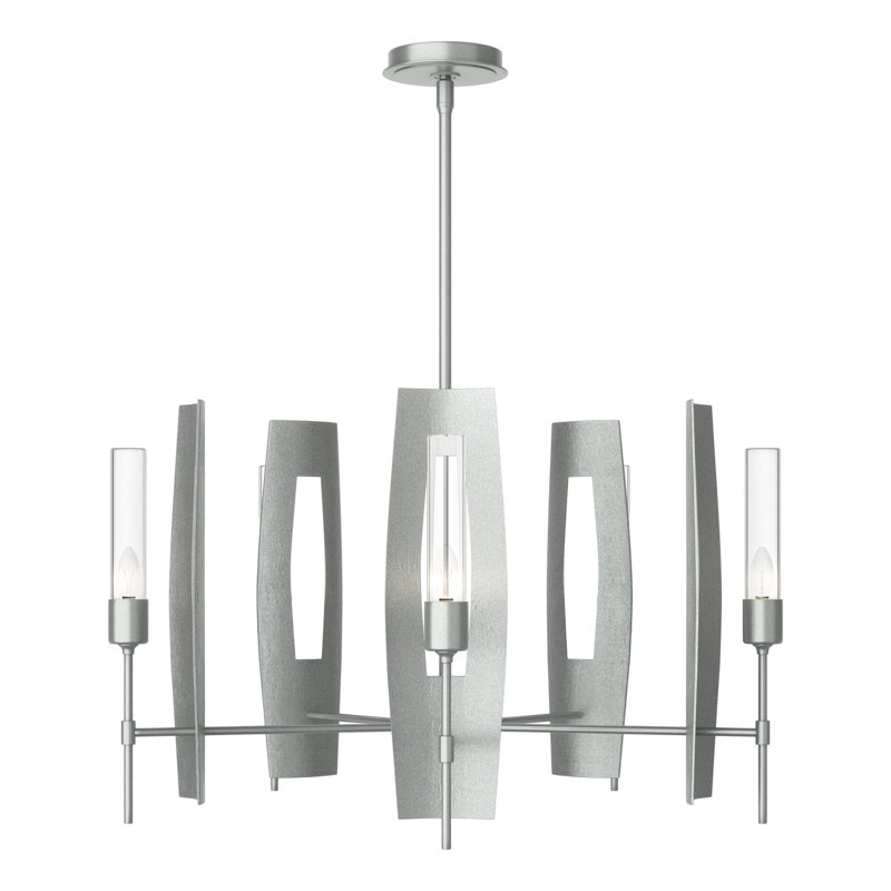 Passage 5 - Light Wagon Wheel Chandelier, Vintage Platinum, Clear Glass
