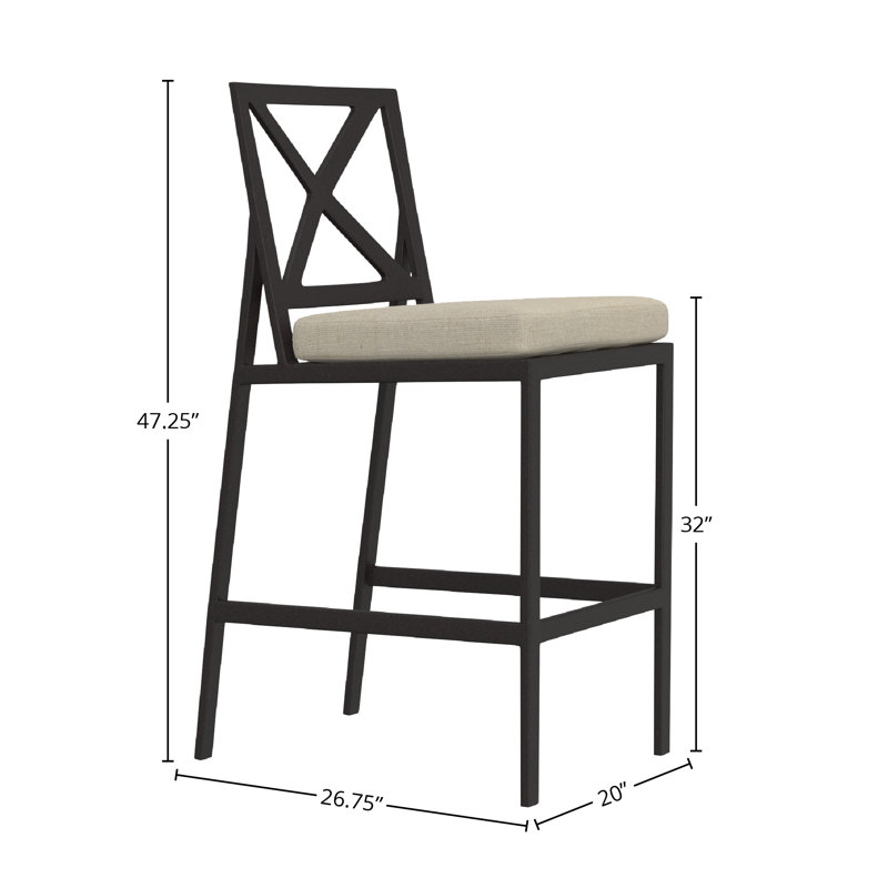 Marin Outdoor Bar Stool, Graphite, Flagship Stone Sunbrella®, 32"