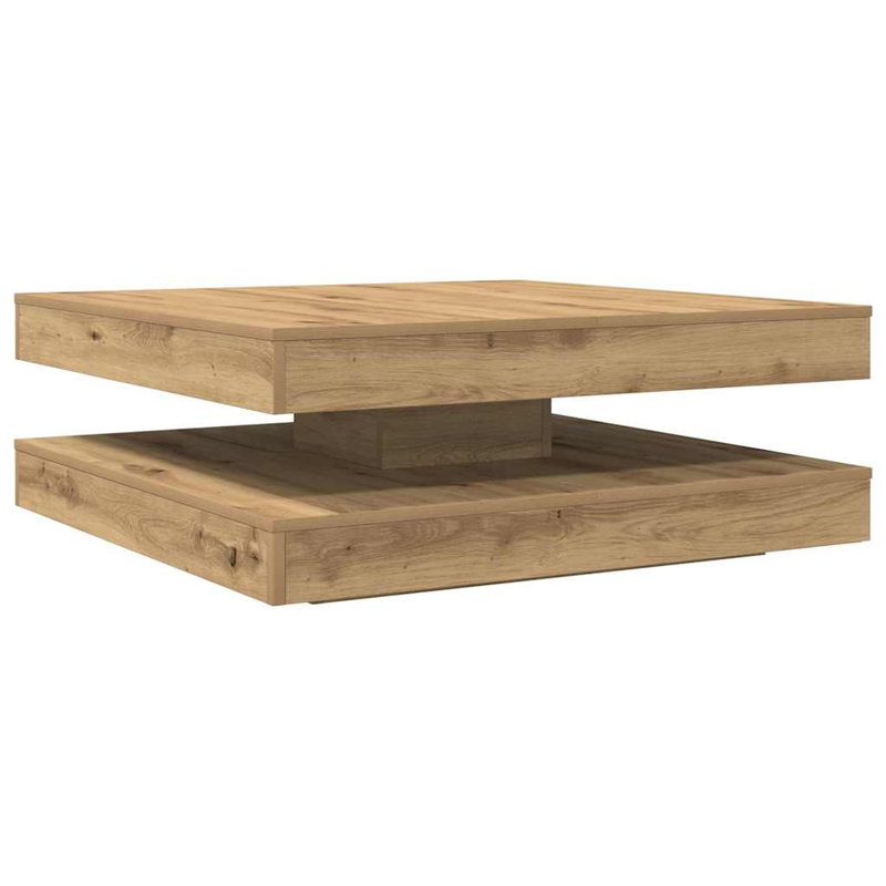 Coffee Table 360-Degree Rotatable 90X90x34.5 Cm, Artisan Oak