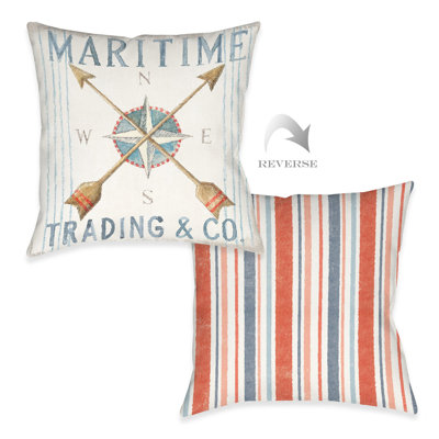 Maritime Compass Outdoor Throw Pillow