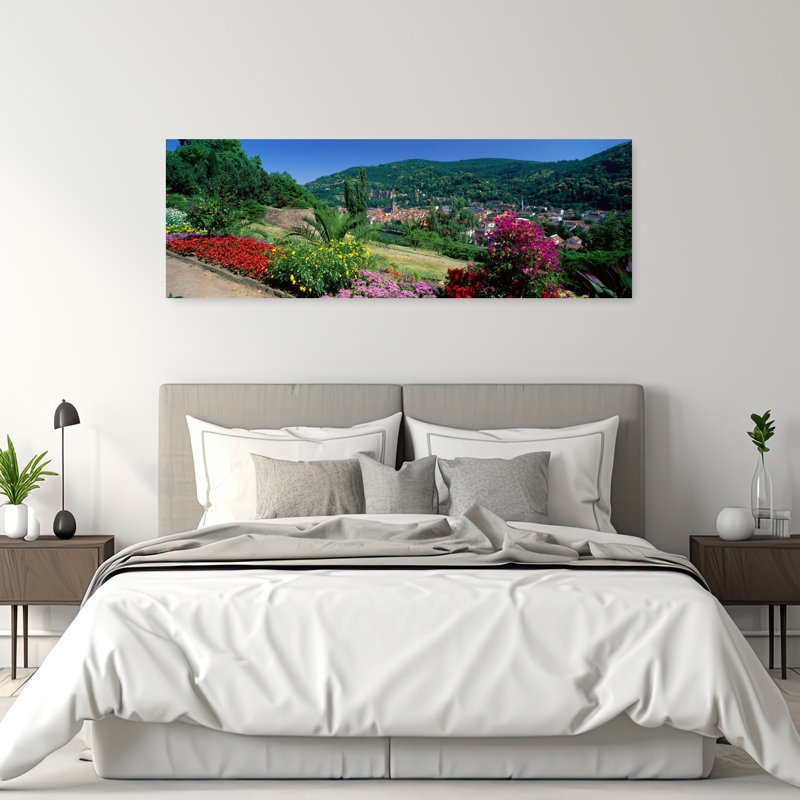 Heidelberg, Allemagne, ville abstraite, montagne, art mural, H 60 po x l 20 po