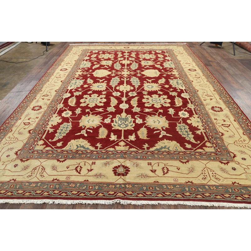 Tapis de la surface en laine rouge/bourgogne 8 pi 8 po x 13 pi 7 po one-of-kind main-noué la new age Batson