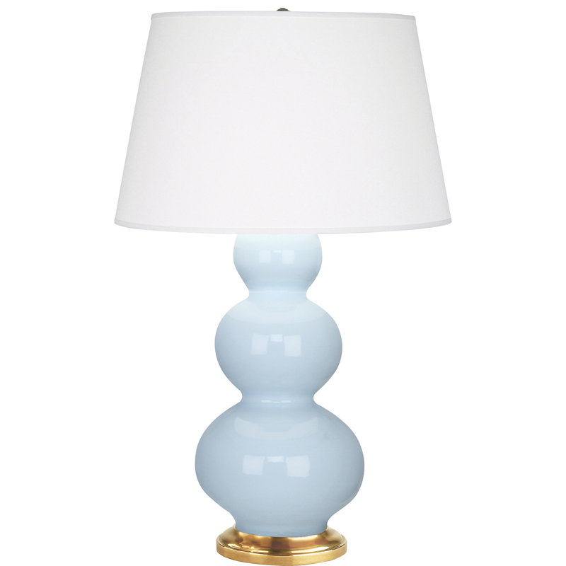 Triple Gourd Table Lamp, Baby Blue/Brass
