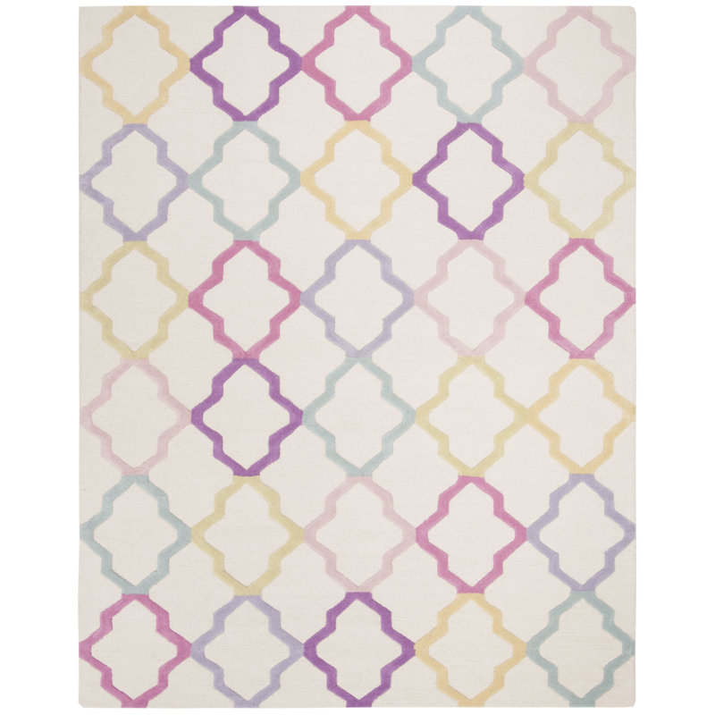 Tapis en laine indienne touffeté à la main pour enfants Thomaston, Rectangle 8 pi x 10 pi