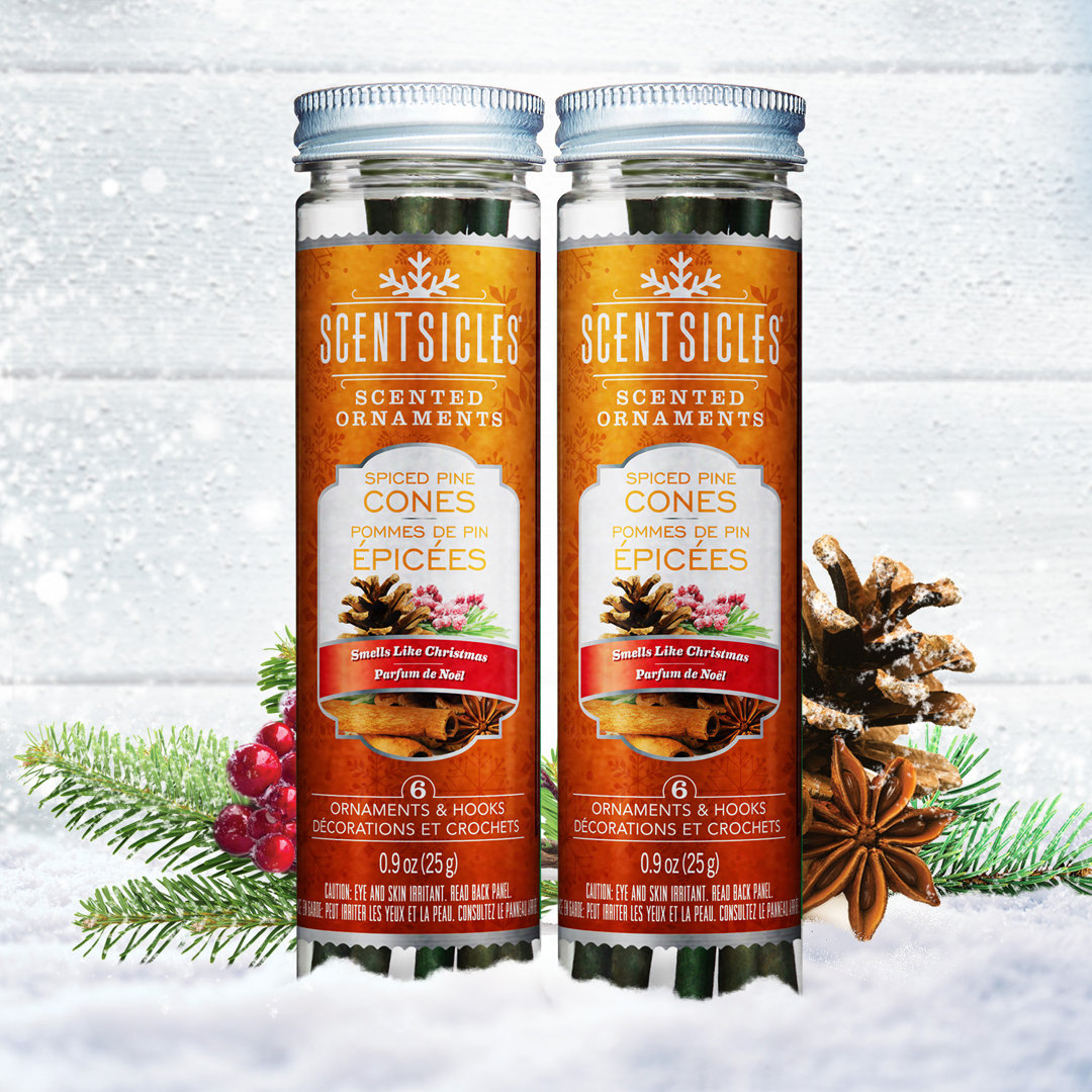 Scented Ornaments, 6ct Bottle, Fragrance-Infused Paper Sticks (Set of 2) Scentsicles 