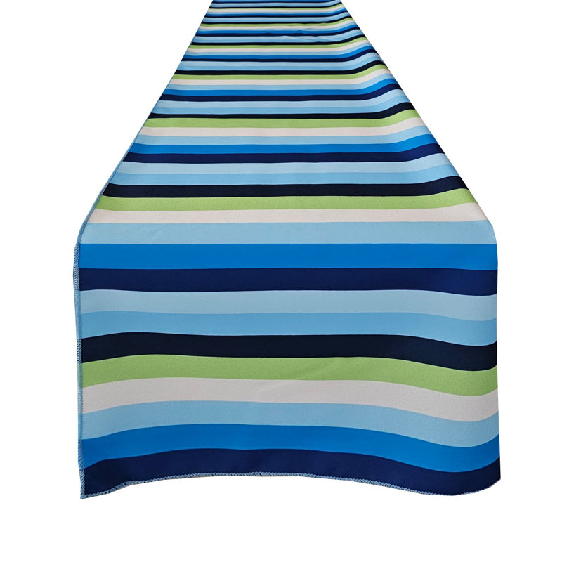Chemin de table Popeline, Rectangle 108 po, Bleu / Vert