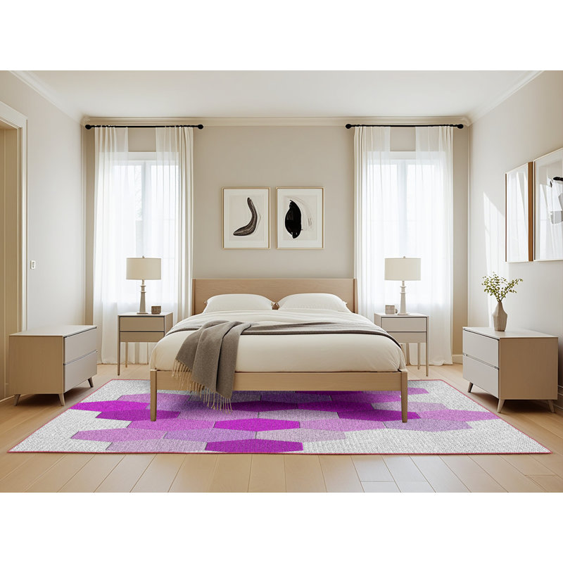 Tapis mauve à motif géométrique Kollman, Rectangle 5 pi x 8 pi
