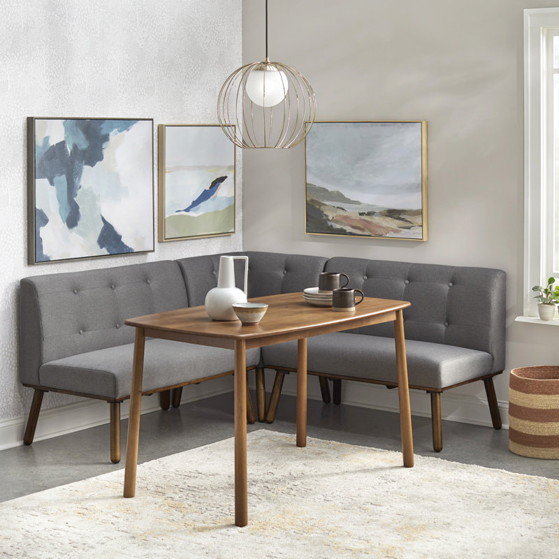 Bucci 5 - Person Solid Wood Top Four Leg Base Dining Set, Gray