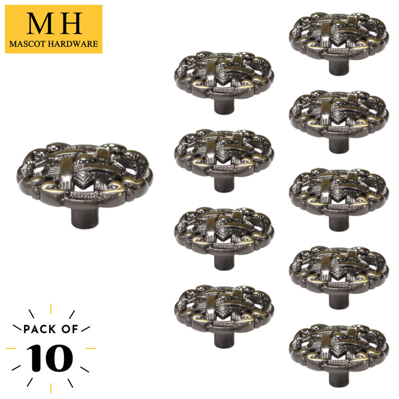 Antique Brass Weave Round Cabinet Knob Set
