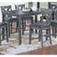 Table de salle à manger grise de style moderne 6X chaises 7Pcs ensemble de hauteur de comptoir Coussin siège clouté X-Cross dossier Mobilier de salle à manger