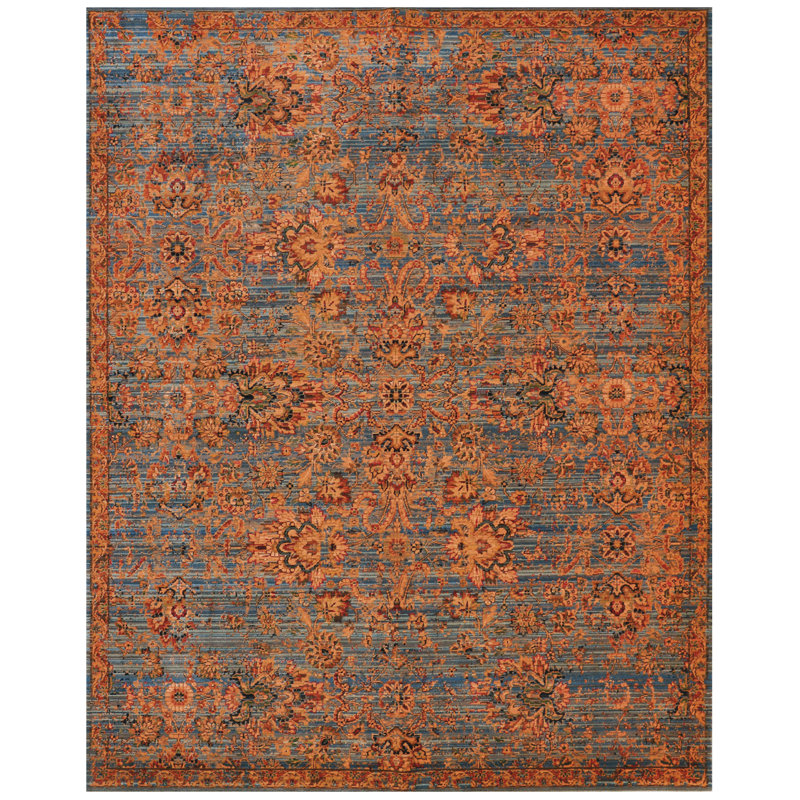 Tapis orange à motif abstrait Bevans, Rectangle 9 pi 9 po x 13 pi