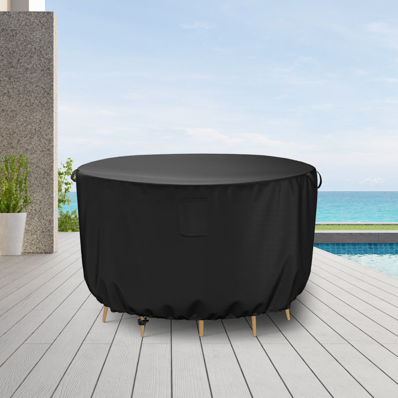 Round Patio Table & Chair Set Cover, Waterproof UV-Resistant Outdoor Furniture Cover, 28" H x 63" W x 63" D