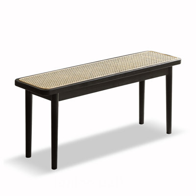 Versatile Solid Oak Wood Rattan Dining Bench for Various Spaces
