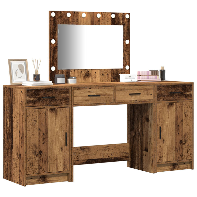 Dressing Table with Mirror, Old Wood