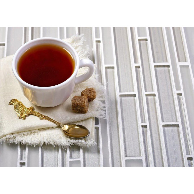 11.8" x 12.2" Glass Mosaic Tile, White