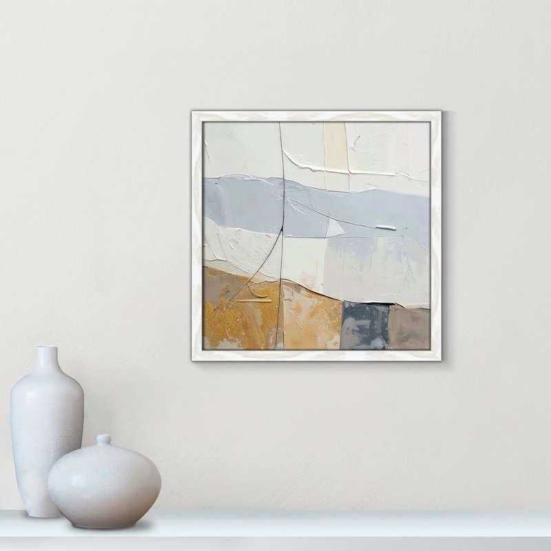 «Plastered I Print» par Alonza Saunders, White Woodgrain, 17'' W x 17'' H, Framed Print