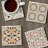 Bohemian Patterns 4-Pack Absorbent Stone Tumbled Tile Coasters