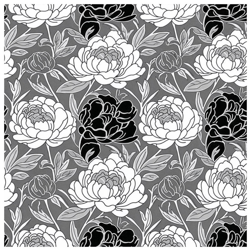 Monochrome Botanical Floral Linen Throw Pillow, 26 x 26 inches