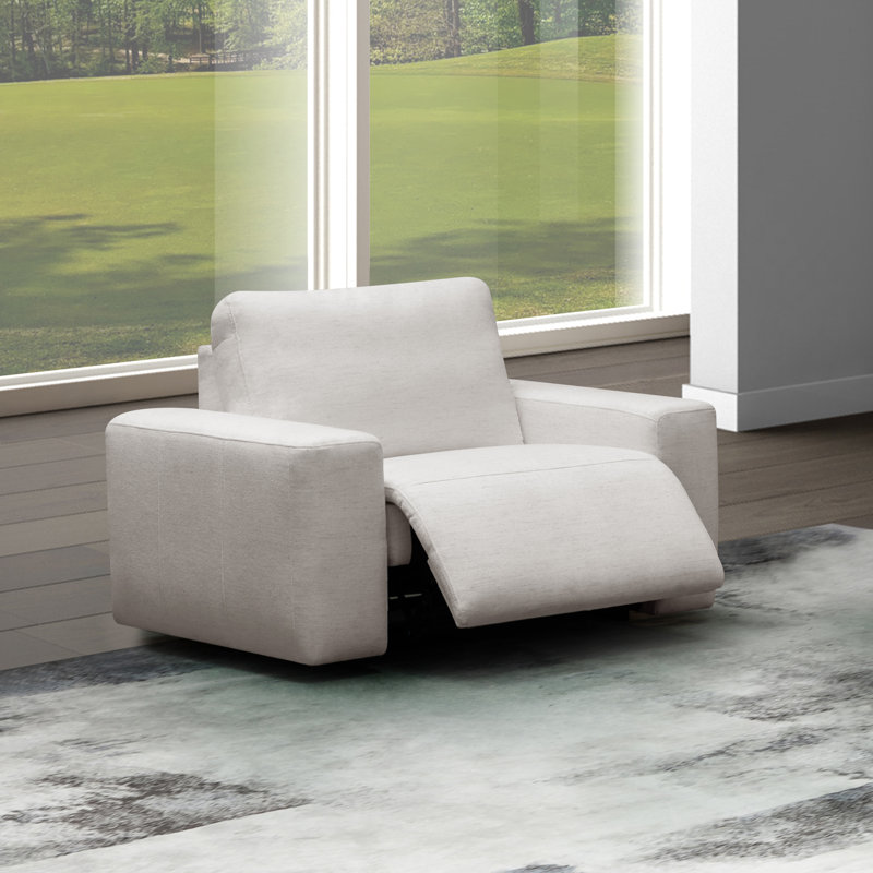 Quincy Upholstered Power Recliner, White