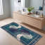 Tapis Alder2 Modern Circles géométrique bleu sarcelle et blanc, lavable à la machine, antidérapant, à poils courts, pour l'intérieur et l'extérieur, adapté aux animaux domestiques, idéal pour le salon, la chambre, la salle à manger, l'entrée, le corridor ou le bureau.-81890858