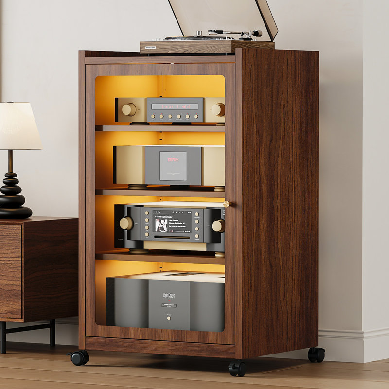 Heavy-Duty Wood-Grain Steel Cabinet: Industrial-Strength Support With An Elegant Home Aesthetic (23"W X 36"H), Brown