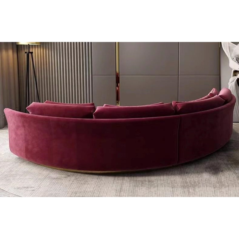 Canapé simple et créatif, Tissu rouge vin, H 29,53 po x l 137,8 po x P 35,43 po