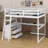 Multifunction Wooden Loft Bed With Desk And Shelves,Two Built-In Drawers-178762407-178762406