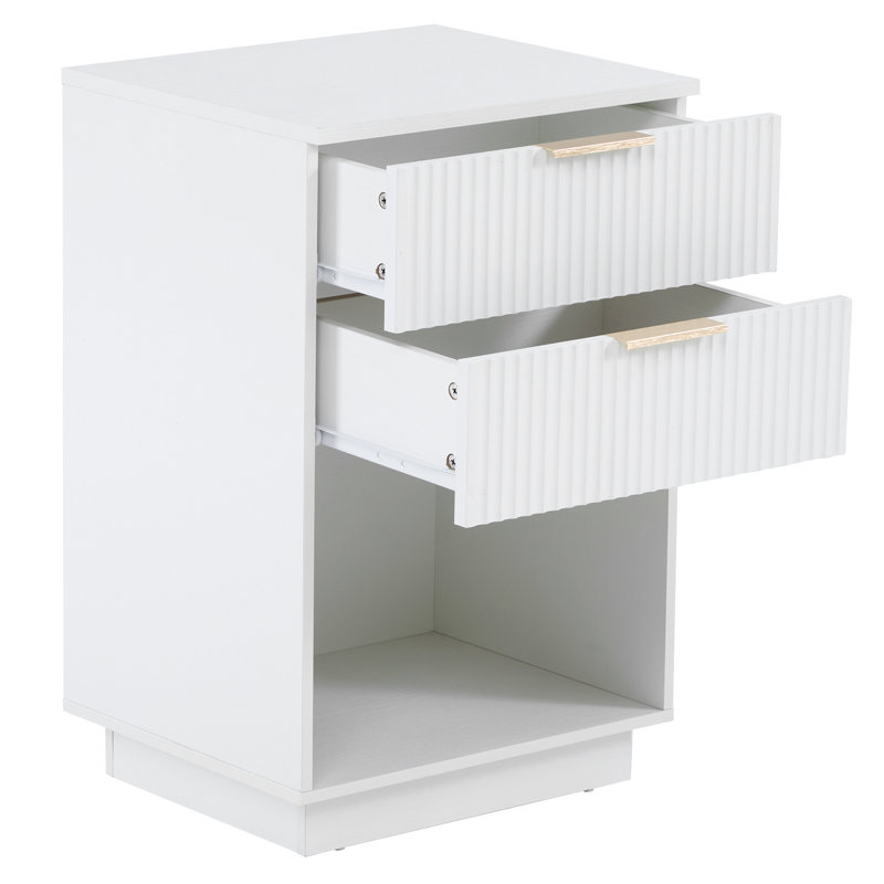 Nightstand With Two Drawers, White