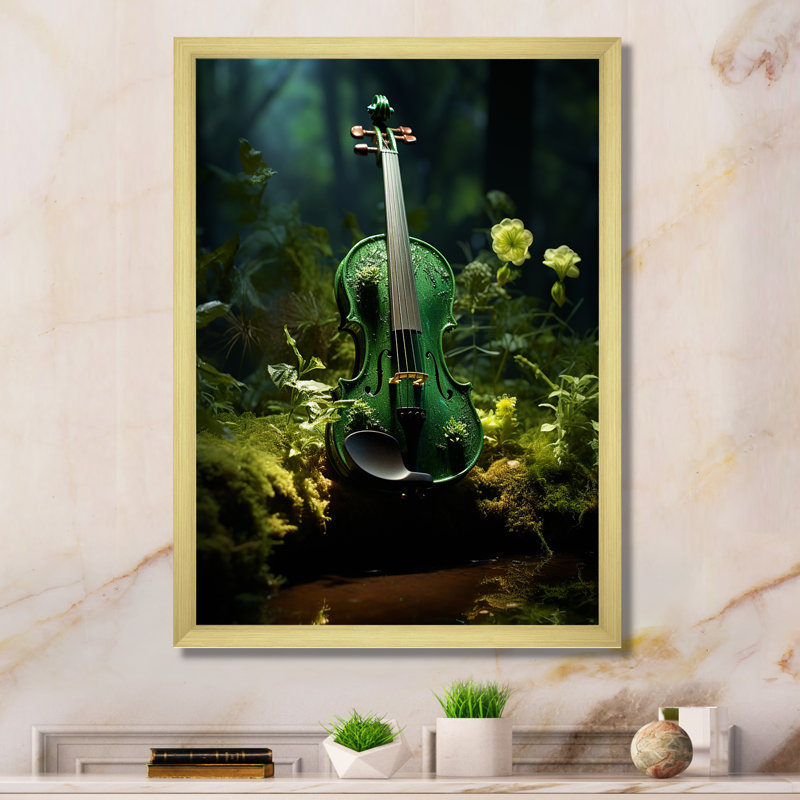 «Violin Verdure In The Forest I», reproduction sur toile, Cadre doré simple, H 32 po x l 24 po x P 1 po