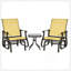 Ensemble bistro avec cadre en acier et table en verre trempé pour patio, jardin, cour, beige