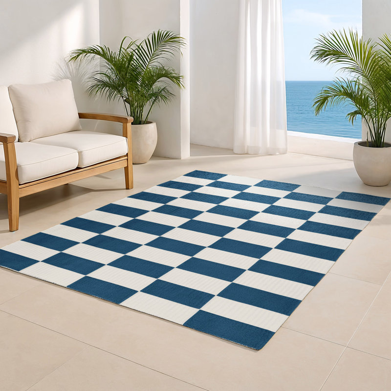 Tapis d'intérieur et d'extérieur à carreaux gris, Rectangle 5 pi x 7 pi