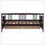 Lit de jour simple en bois de pin avec deux tiroirs espresso - Canapé-lit multifonctionnel pour petits espaces-246936848-246936850