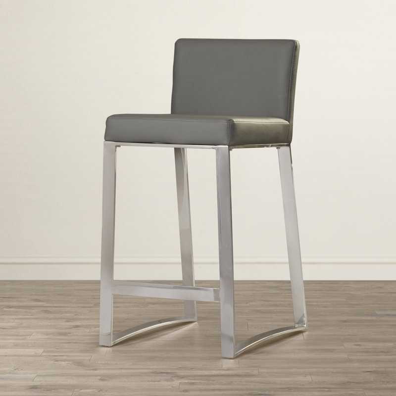 Bridlington Upholstered Stool with Metal Frame, White Faux Leather, Counter Stool (26" Seat Height)