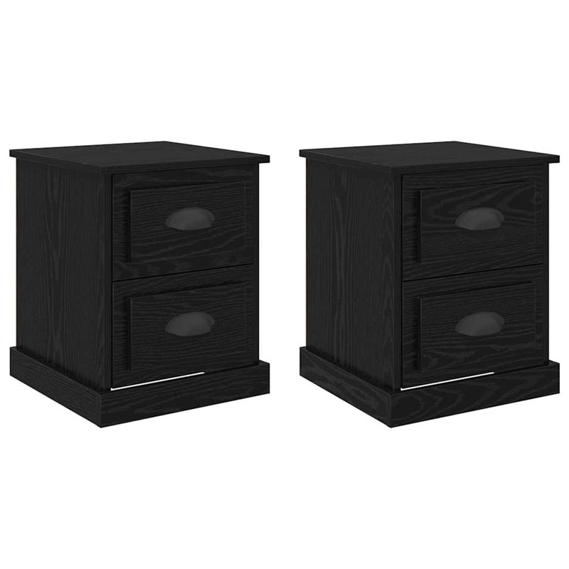 39cm W Manufactured Wood Bedside Table, Black Oak