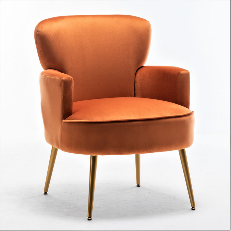Ramisa Velvet Armchair, Red Orange Velvet