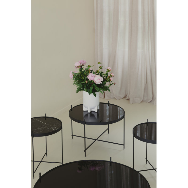 Cupid Glass End Table, Black, 16"H x 25"W x25"D