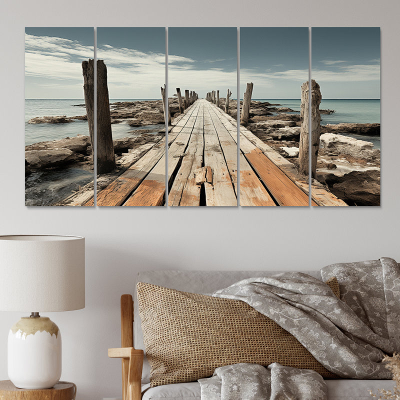 Dominicain désertique Minimalisme Pier I - ensemble de reproduction d'art nautique et de plage sur métal