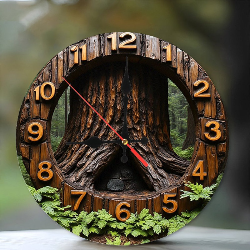 Wooden Tree Stump Wall Clock Rustic Farmhouse Decor
