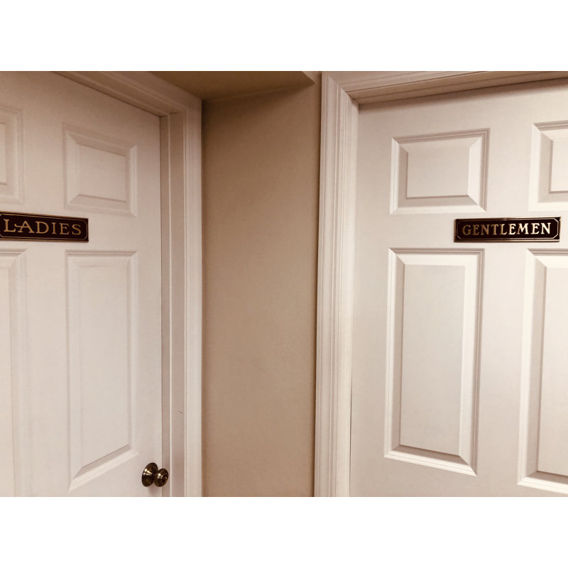 Enseigne de porte en laiton ladies, Oui, Laiton poli noir